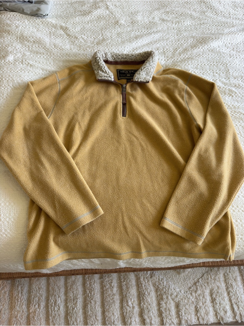 True Grit Men's Mustard Fleece Quarter-Zip with Sherpa Collar